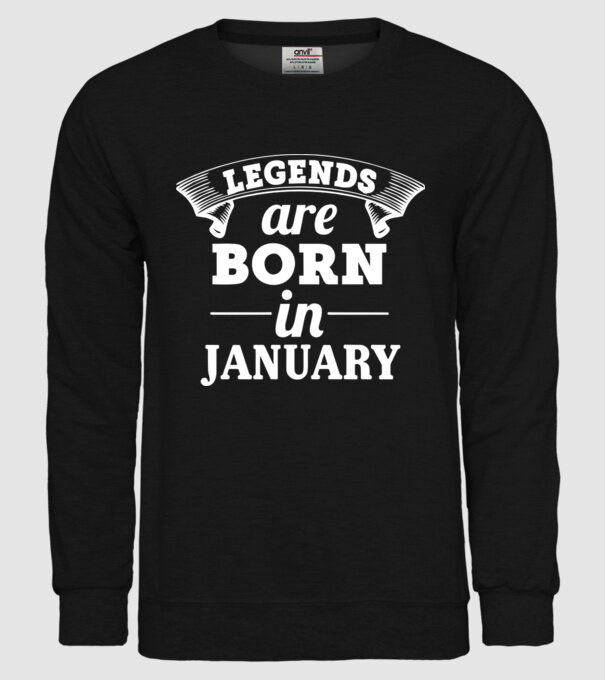 Legends are born in January model negru pe tricou
