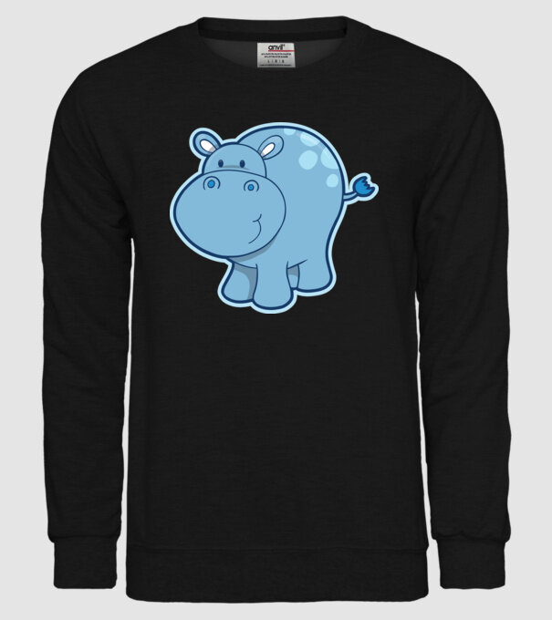 Cartoon hippo model negru pe tricou