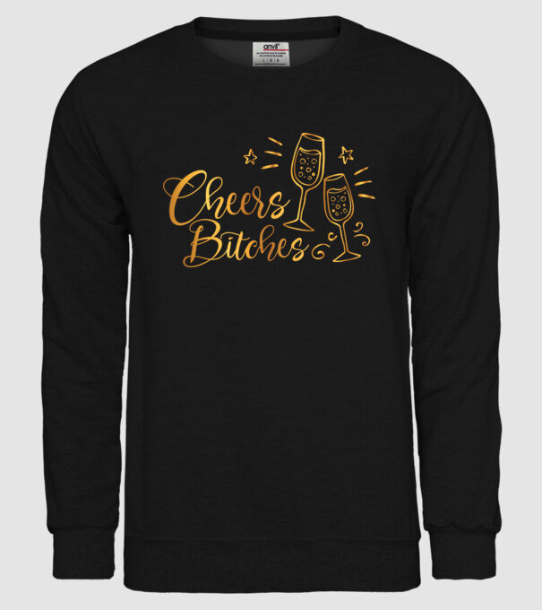 Cheers Bitches model negru pe tricou