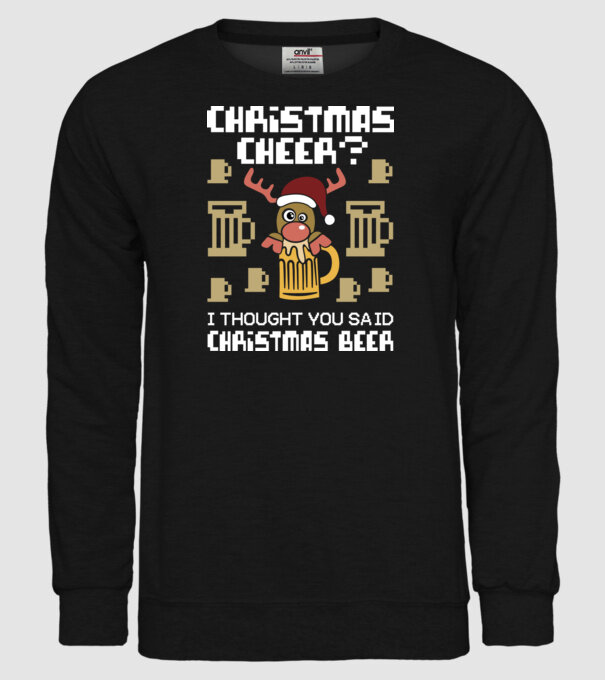 Christmas beer pulovăr urât model negru pe tricou