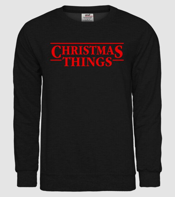 Christmas Things model negru pe tricou