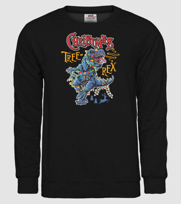 Christmas tree rex model negru pe tricou