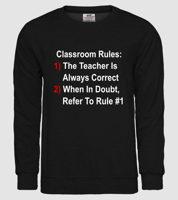 Classroom rules model negru pe tricou