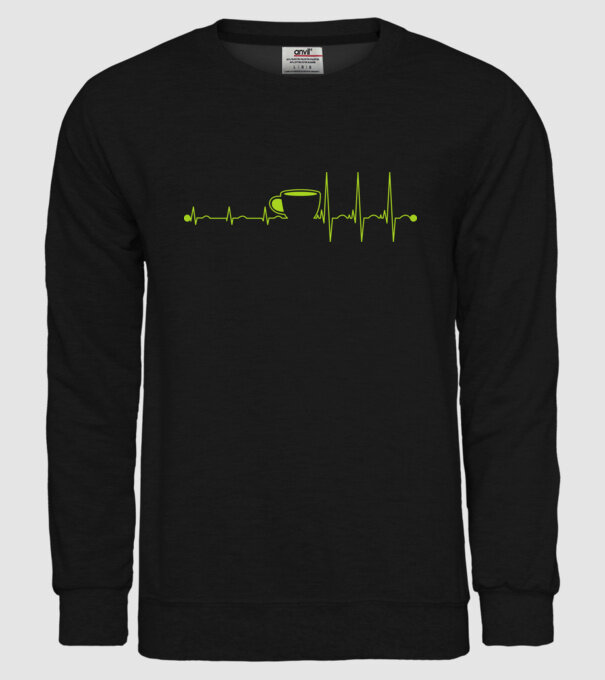 Coffee heartbeat model negru pe tricou