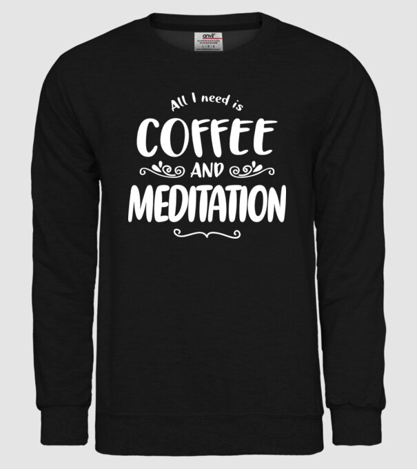 coffee meditation model negru pe tricou