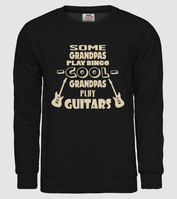 Cool grandpas play guitar model negru pe tricou