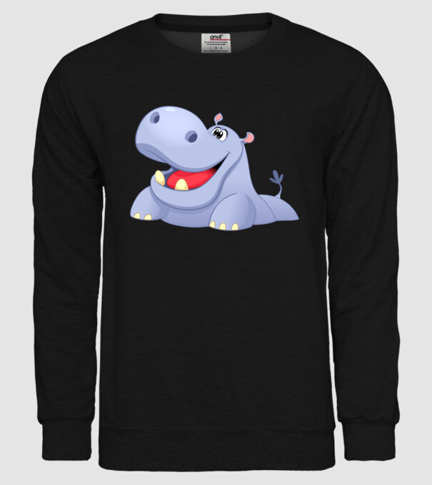 Cute Hippo model negru pe tricou