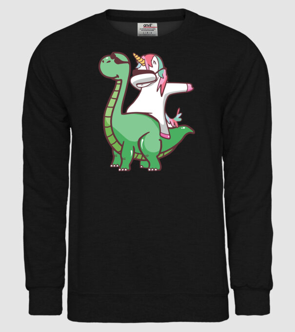 Dinozaur dabunicorn model negru pe tricou