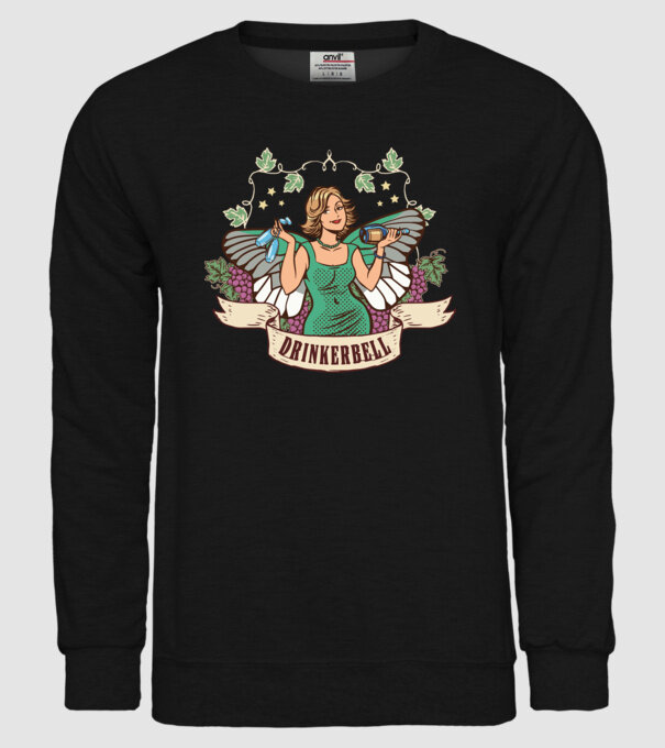 Drinkerbell model negru pe tricou