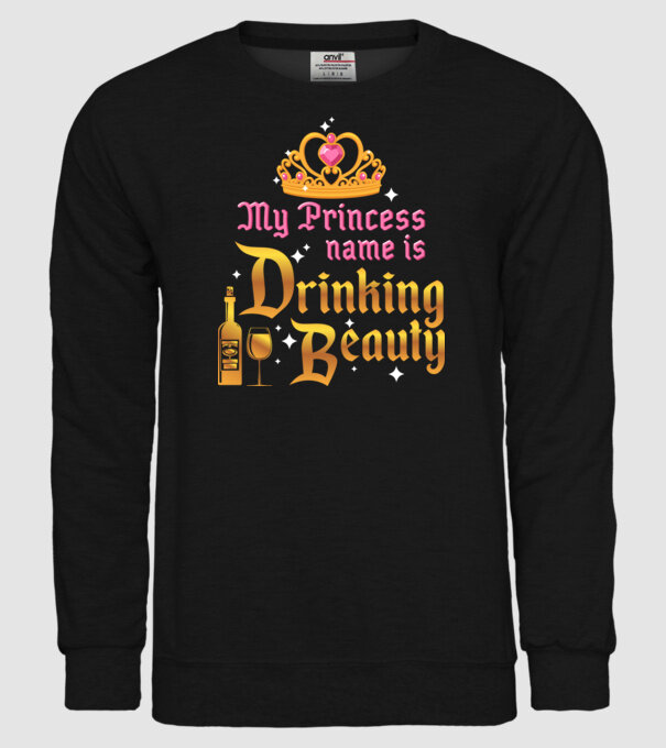 Drinking beauty model negru pe tricou