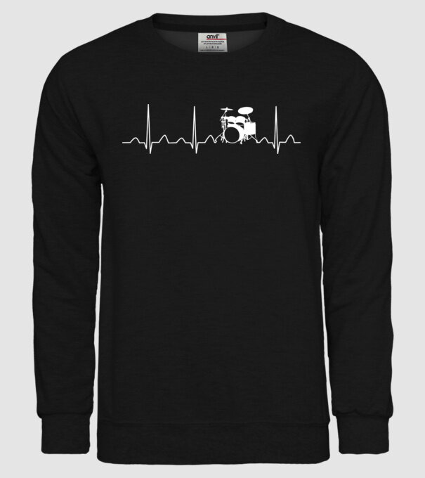 Drums heartbeat model negru pe tricou