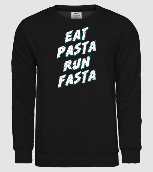 eat pasta run fasta model negru pe tricou