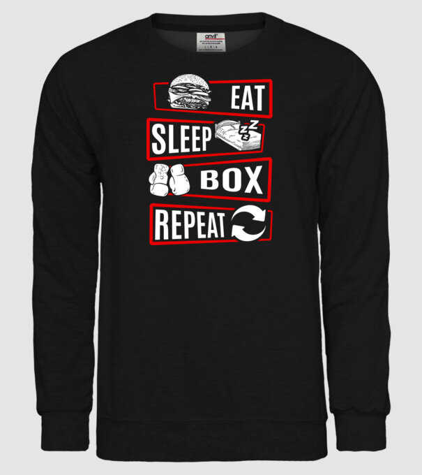 Eat sleep box repeat model negru pe tricou