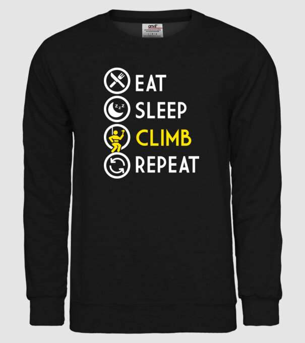 Eat sleep climb model negru pe tricou