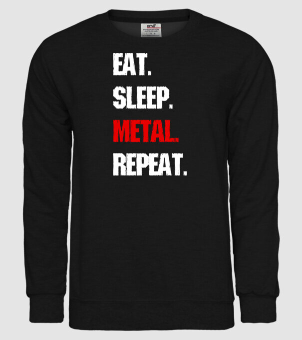 Eat sleep METAL repeat model negru pe tricou