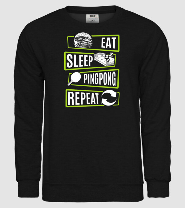 Eat sleep PING PONG repeat model negru pe tricou