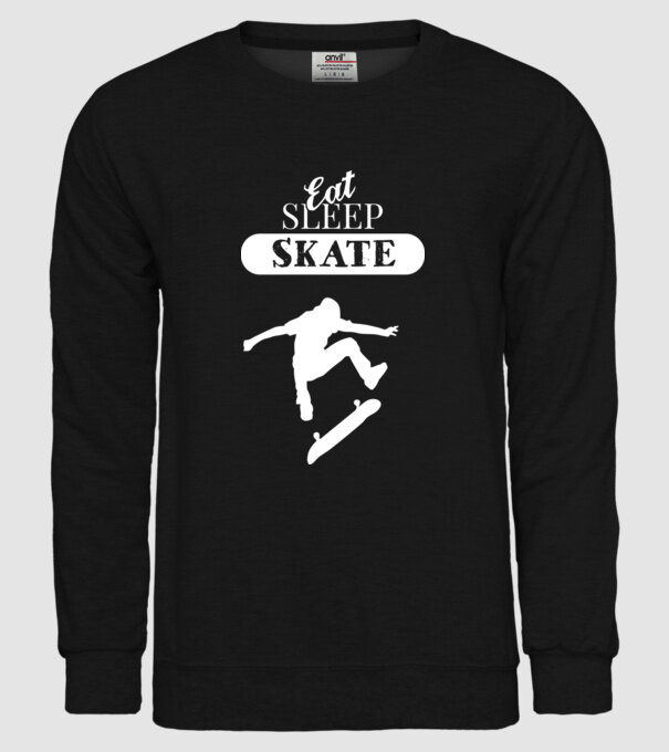 Eat sleep skate man model negru pe tricou