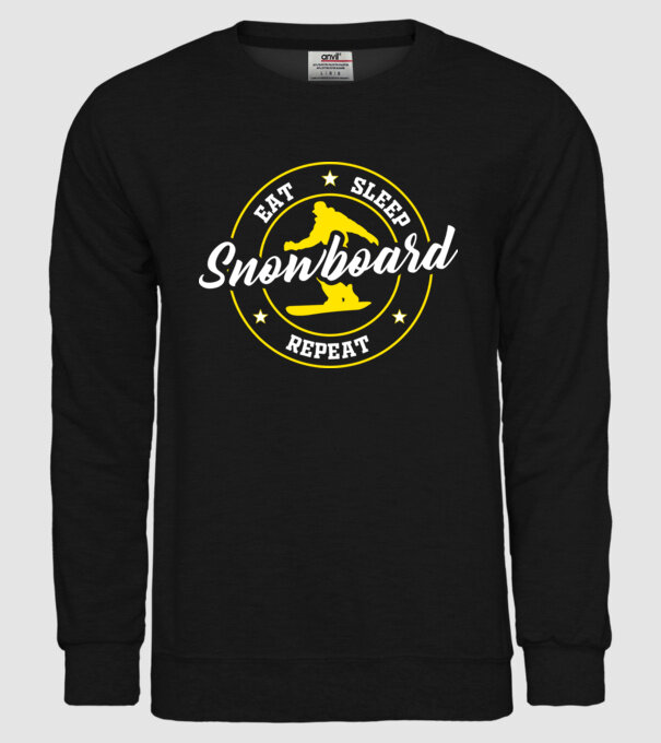 eat sleep snowboard model negru pe tricou