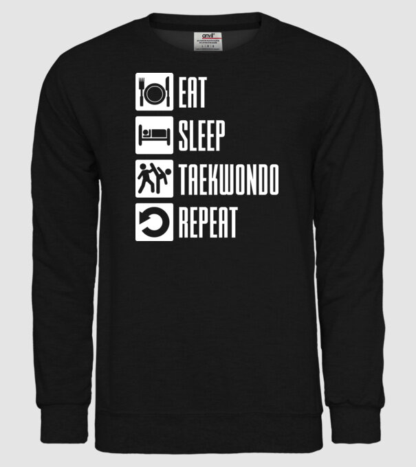 Eat sleep taekwondo model negru pe tricou