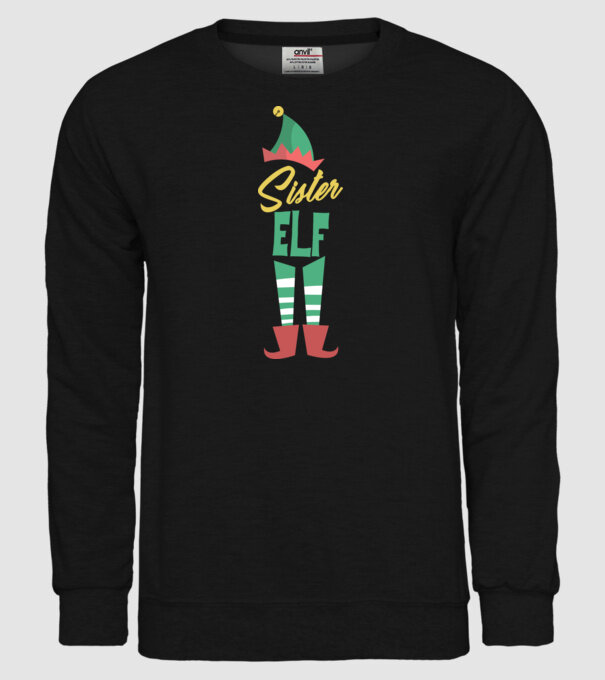 Elf family sister model negru pe tricou