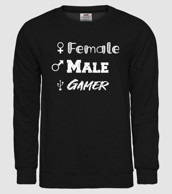Female Male Gamer model negru pe tricou