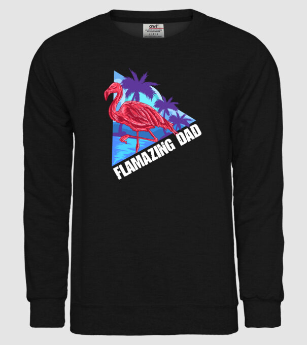 Flamingo dad model negru pe tricou