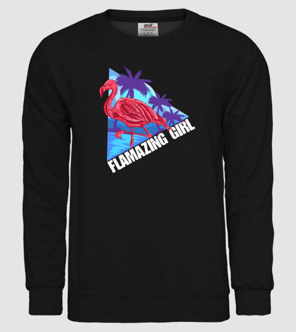 Flamingo girl model negru pe tricou
