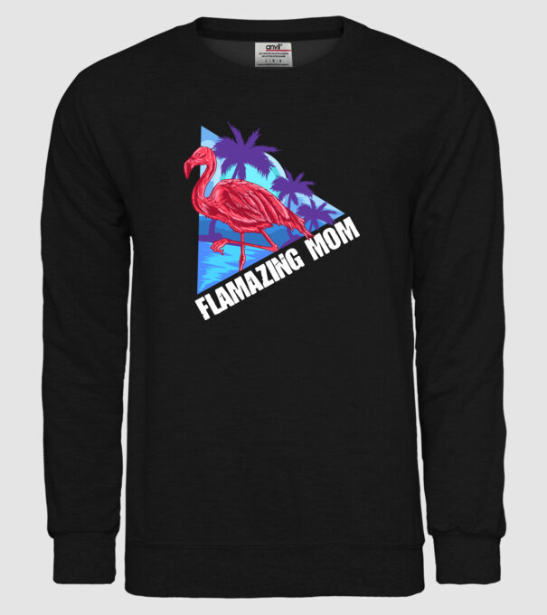 Flamingo mom model negru pe tricou