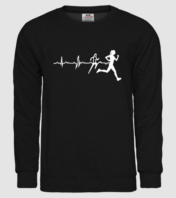 femeie alergătoare ecg model negru pe tricou