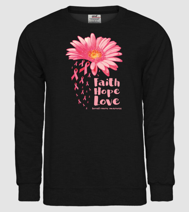 Gerbera faith hope love model negru pe tricou