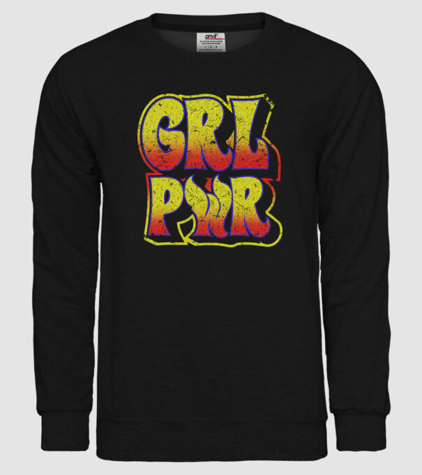 Girl Power retro model negru pe tricou