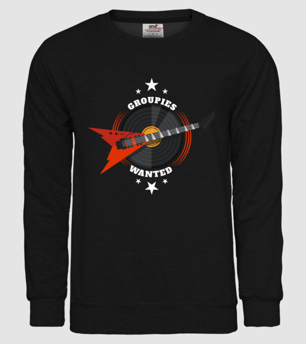 Groupies Wanted model negru pe tricou