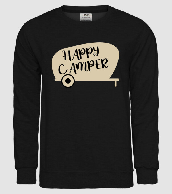 Happy camper text model negru pe tricou