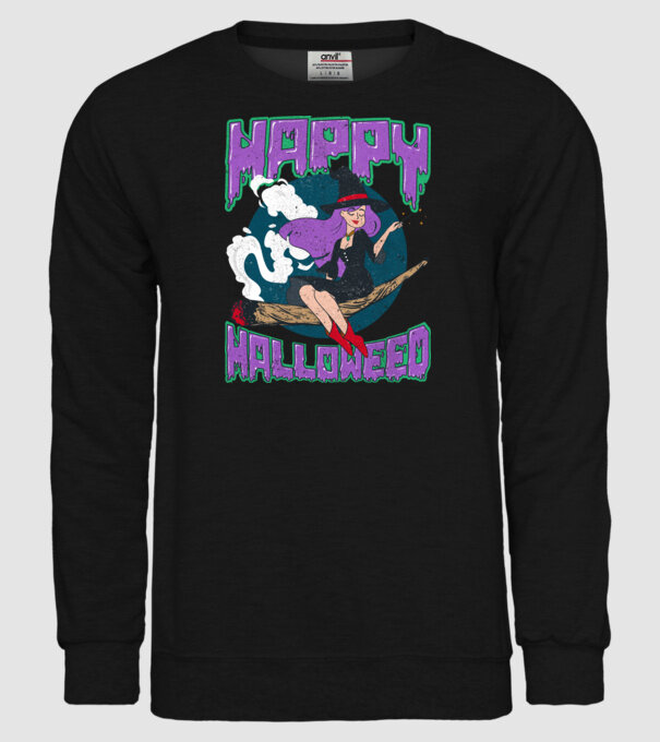 Happy Halloweed model negru pe tricou