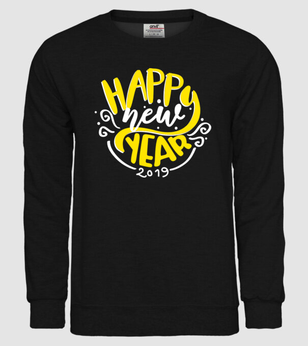 Happy new 2019 model negru pe tricou