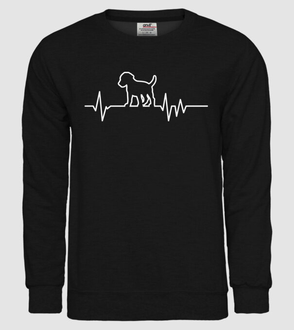 Heartbeat line Beagle model negru pe tricou