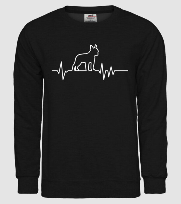 Heartbeat line Boston Terrier model negru pe tricou