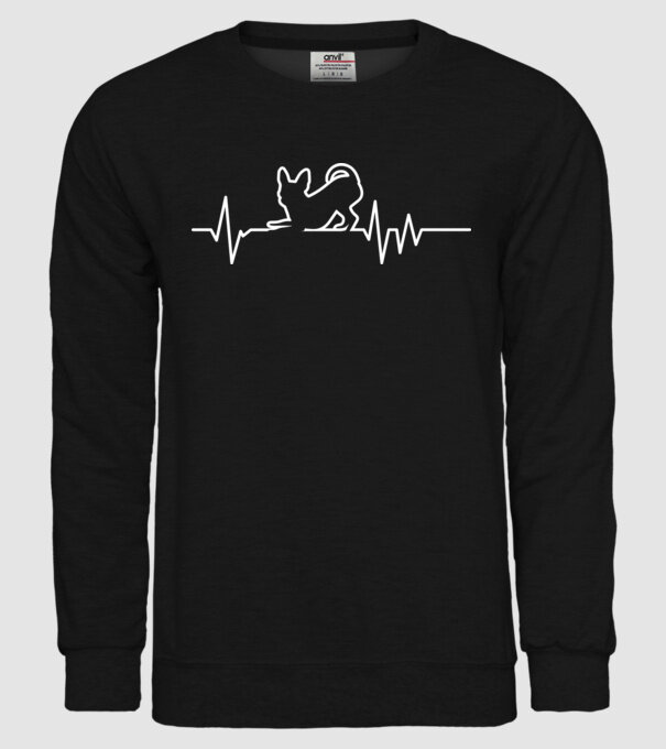 Heartbeat line Chihuahua model negru pe tricou