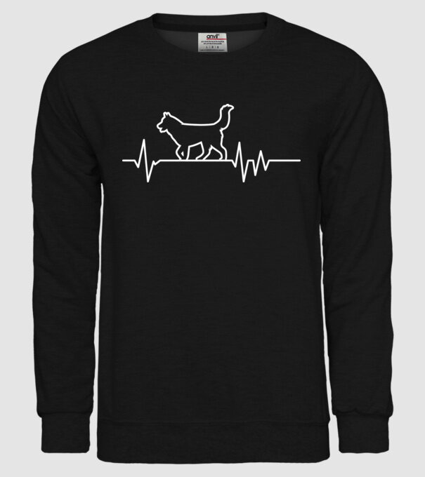 Heartbeat line Husky model negru pe tricou
