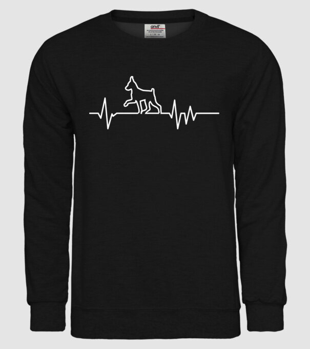 Heartbeat line Pinscher model negru pe tricou