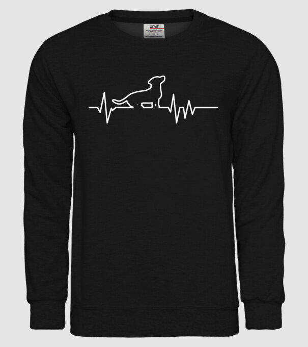 Heartbeat line Teckel model negru pe tricou