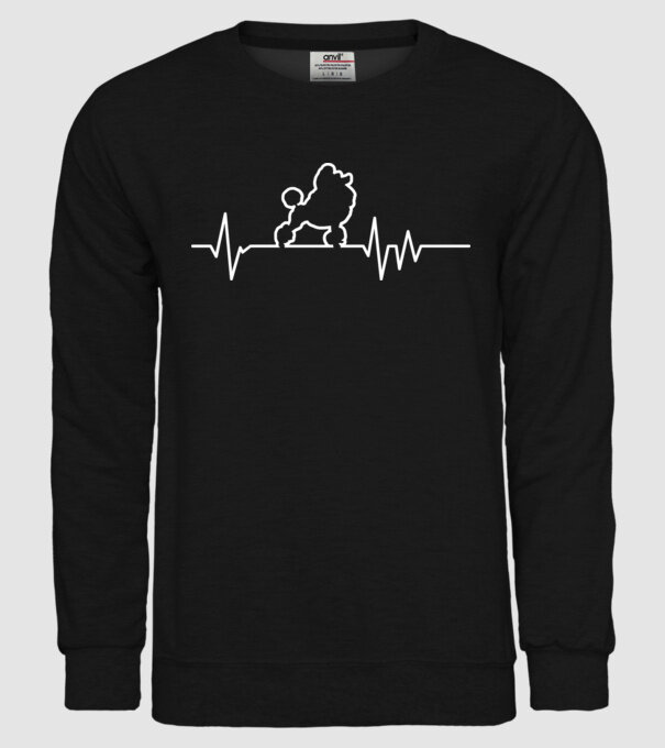 Heartbeat line Pudel model negru pe tricou
