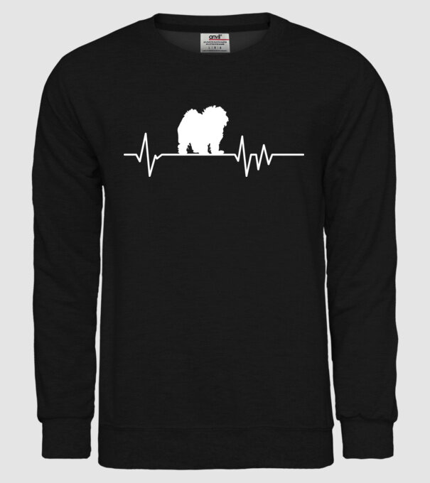 Heartbeat silueta Bolognese model negru pe tricou