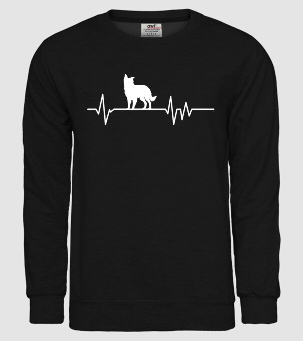 Heartbeat silueta Border collie model negru pe tricou