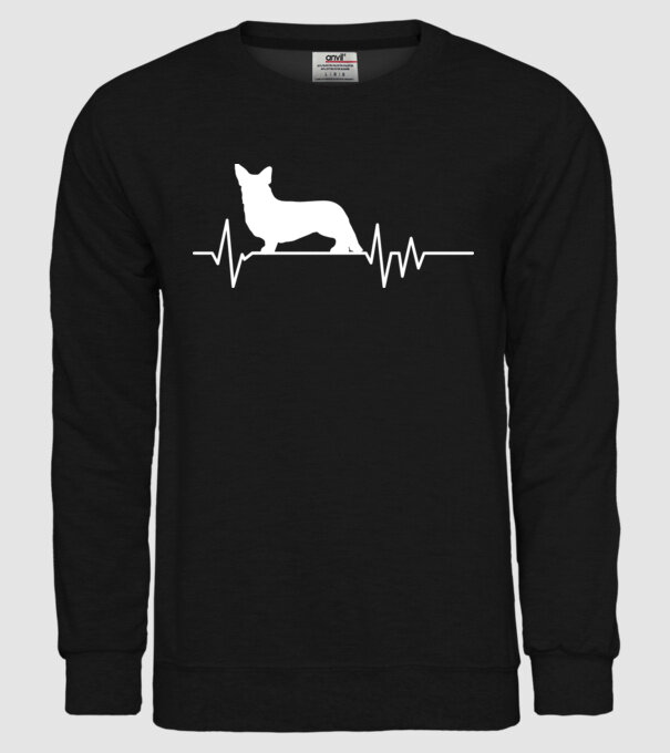 Heartbeat silueta Corgie model negru pe tricou