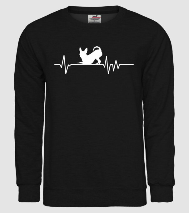 Heartbeat silueta Chihuahua model negru pe tricou