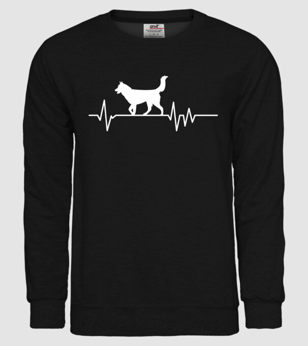 Heartbeat silueta Husky model negru pe tricou