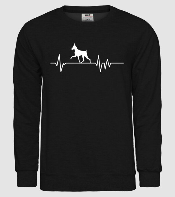 Heartbeat silueta Pinscher model negru pe tricou