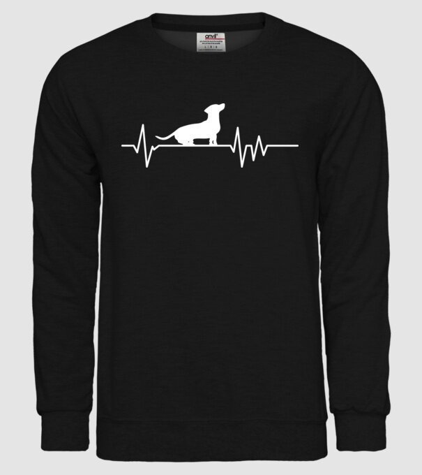Heartbeat silueta Teckel model negru pe tricou