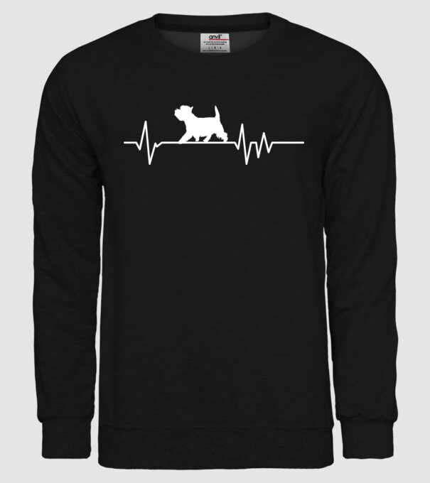 Heartbeat silueta Westie model negru pe tricou